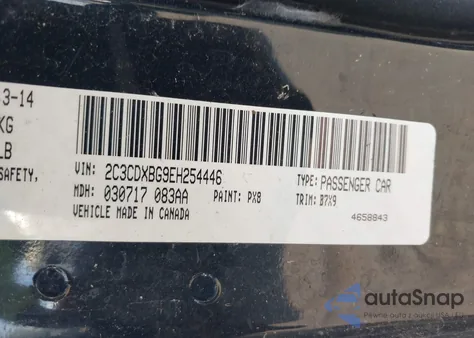 2014 Dodge Charger Se z USA, uszkodzony, nr VIN 2C3CDXBG9EH254446